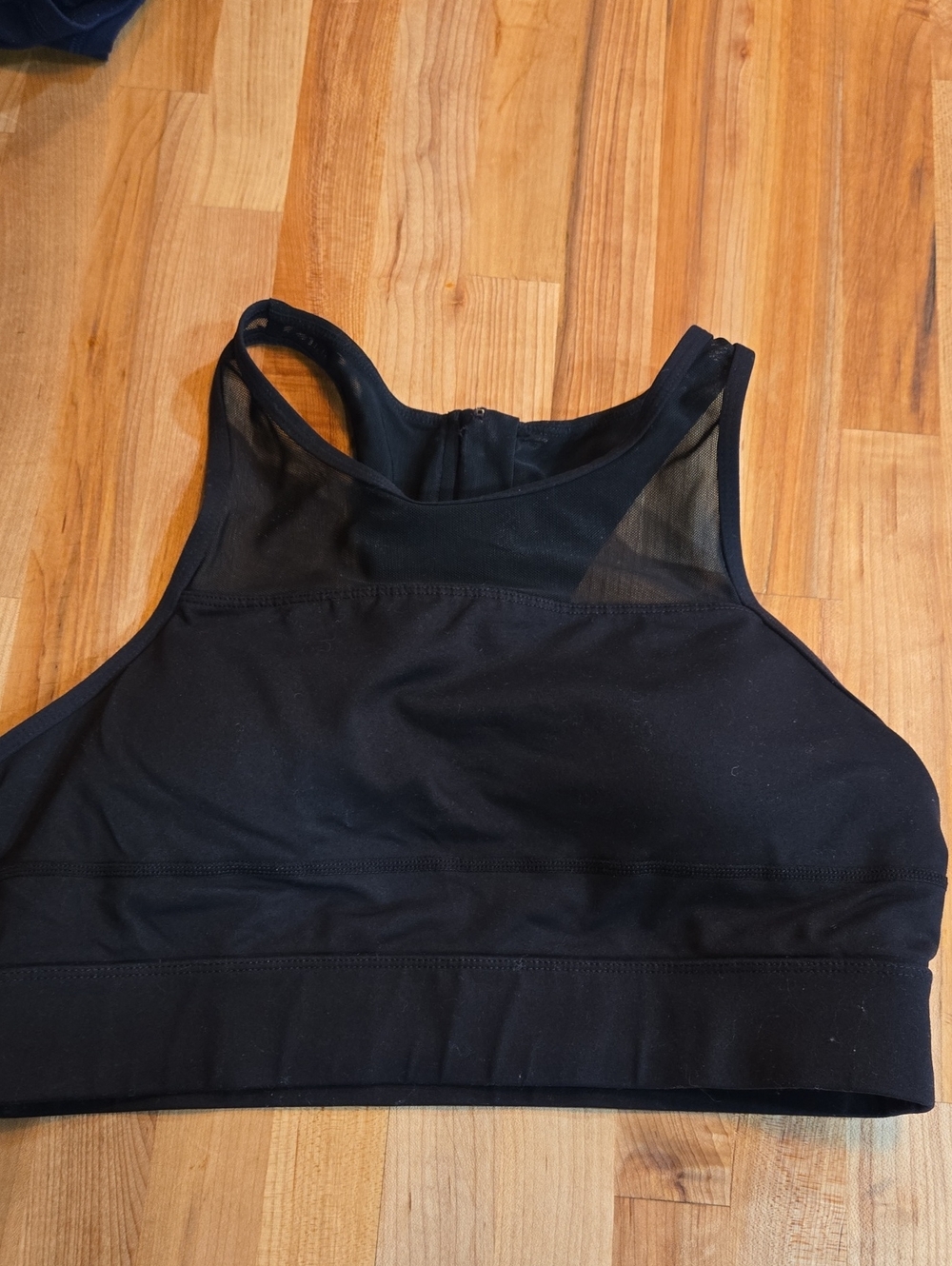 ZYIA Black High-Neck Mesh-Accent Sports Bra